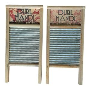 Vintage Two Dubl Handi Washboard By Columbus Washboard Co. Natural Wood …